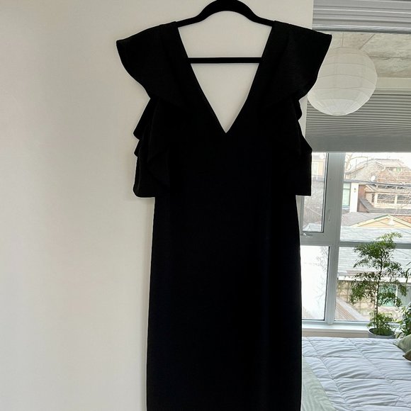 Formal Black Mid-Length Dress Size 8 - Picture 4 of 9